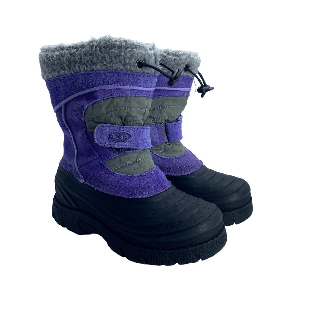 Sporto Insulated‎ Waterproof Winter Boots Purple & Gray Kid Sz 1 Leather Blend